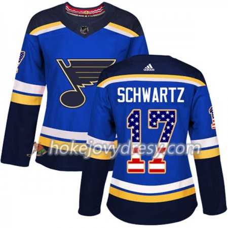 Dámské Hokejový Dres St. Louis Blues Jaden Schwartz 17 2017-2018 USA Flag Fashion Modrá Adidas Authentic